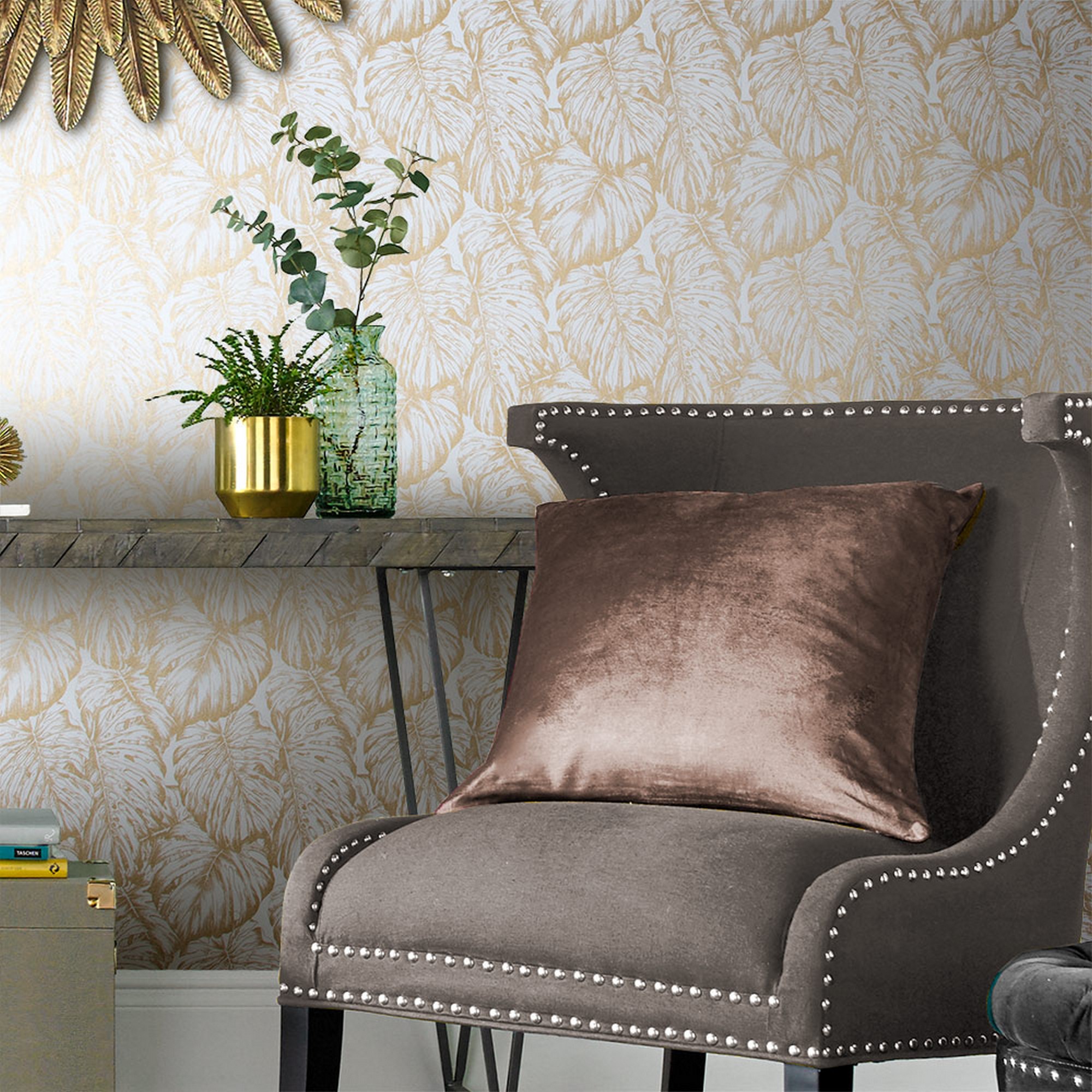 Tropical Wallpaper 103765 By Graham Brown In Pearl Gold